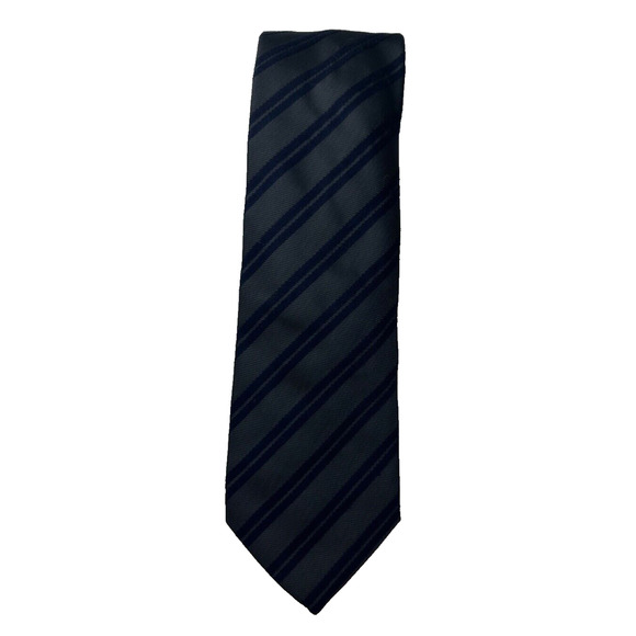 DOPPELGÄNGER Gray/Blue Striped Bamboo Blend Tie Necktie Designer - Picture 1 of 6